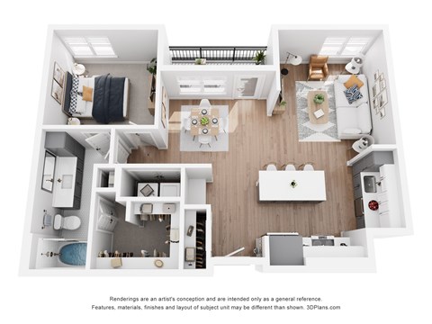Floor plan for 1 bed, 1 bath, 826 sqft